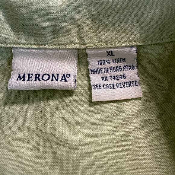 Merona Women's Linen Tunic Button Up Top Size XL Oversized Lagenlook Bohemian - Picture 5 of 6